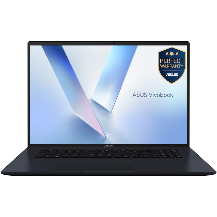 Laptop ASUS Vivobook 18 M1807HA cu procesor AMD Ryzen™ 7 260 pana la 5.1GHz, 18', WUXGA, IPS, 144Hz, 16GB DDR5 RAM, 1TB SSD, AMD Radeon™ 780M, No OS, Quiet Blue – un partener performant pentru muncă și divertisment.